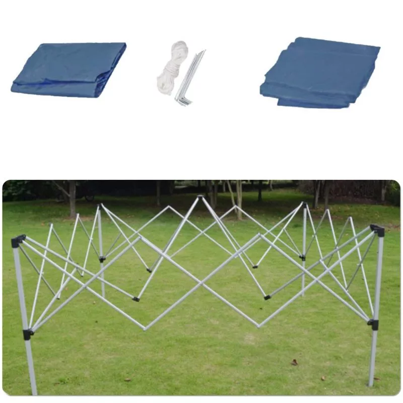 Carpa plegable azul con todas las paredes y ventanas - Imagen 6