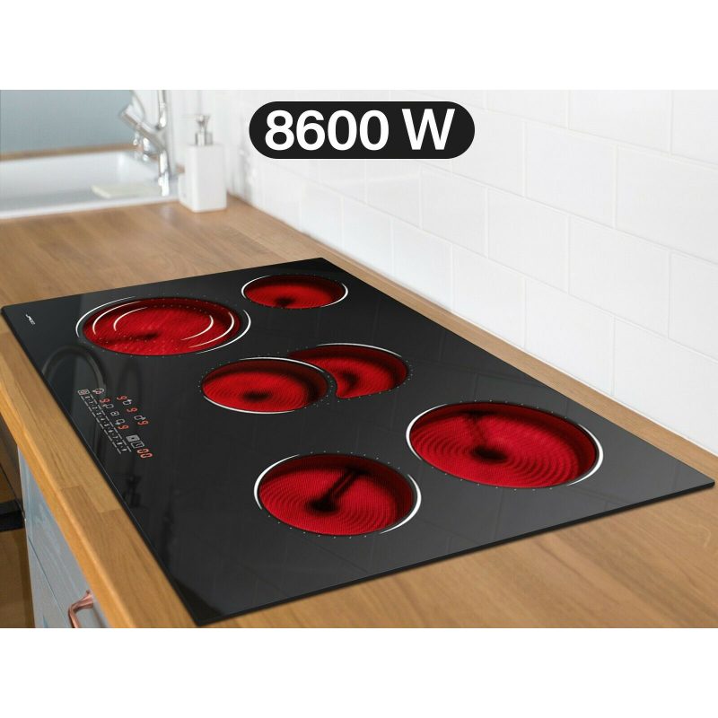8600 W Placa de cocina eléctrica Vitrocerámica panel táctil 5 zonas 