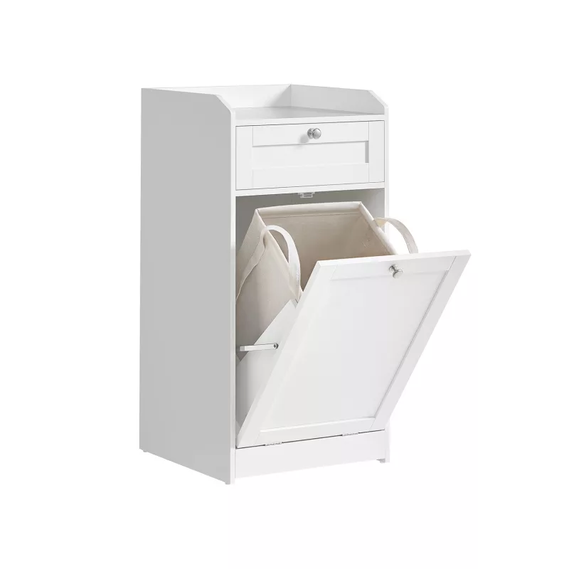 Armario de Baño con Cesto Ropa Sucia 40x40x80,2 cm Blanco Nube