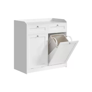 Armario de baño con cesto ropa sucia blanco nube