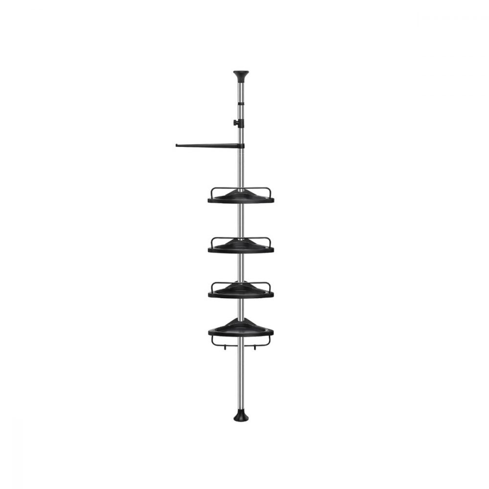 Estante de ducha telescópico, 95-300 cm, plata y negro