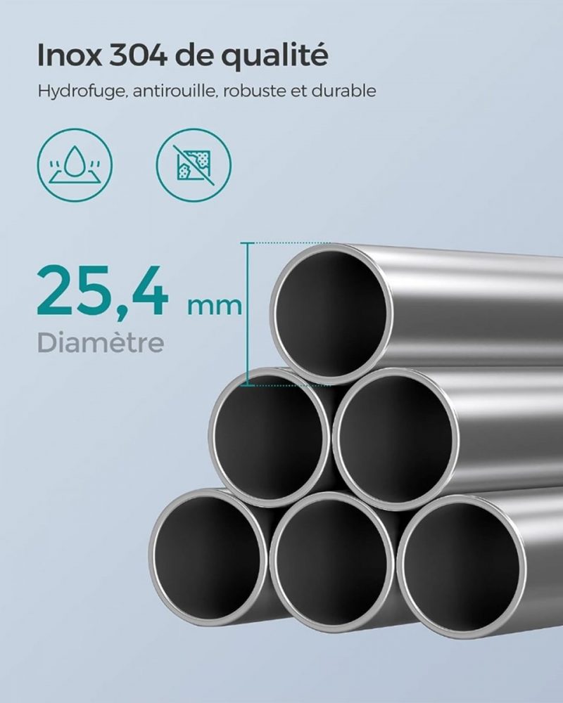 Estante de ducha telescópico, 95-300 cm, plata y negro - Imagen 3