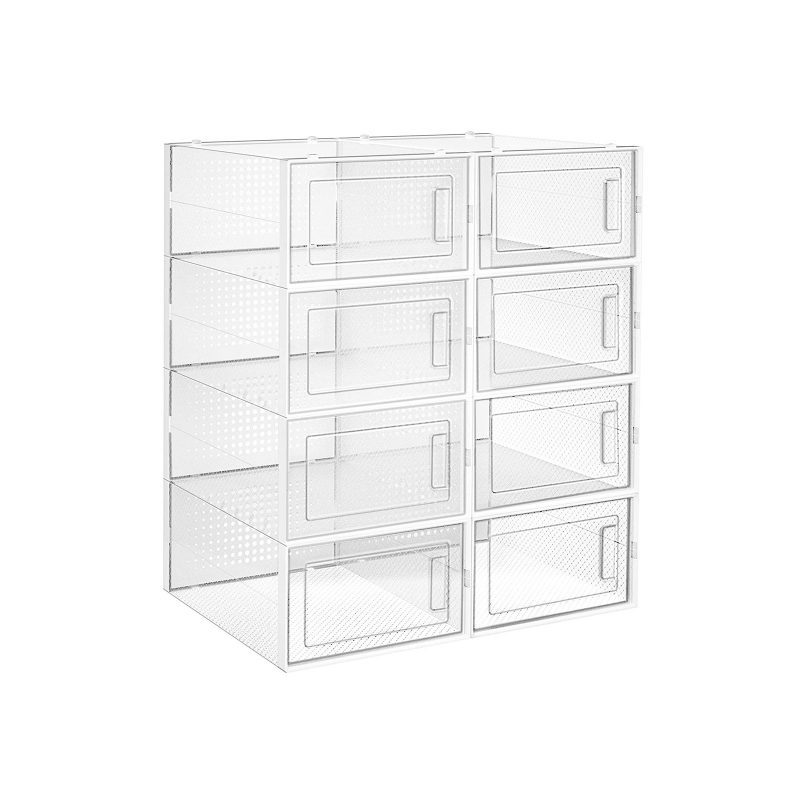 Juego de 8 cajas de zapatos plástico transparente y blanco