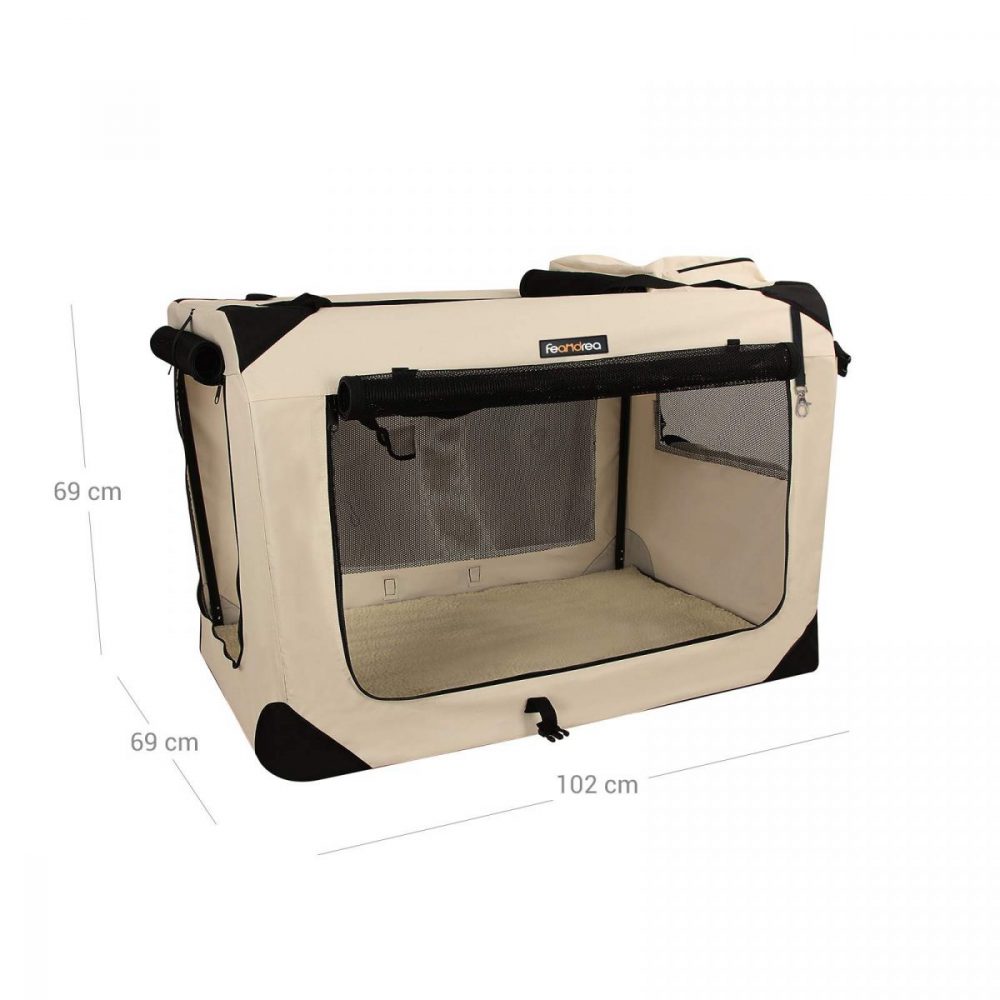 Transportín plegable para perros grandes, beige - Imagen 6