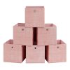 Set de 6 cajas de almacenaje plegables de tela, cubos 30x30x30 cm, rosa caramelo