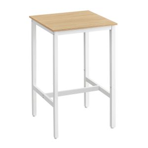 Mesa bar cuadrada alta, estilo industrial, roble