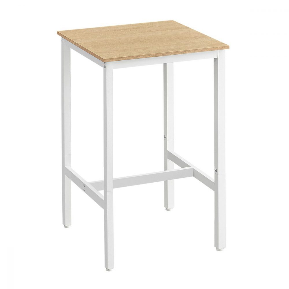 Mesa bar cuadrada alta, estilo industrial, roble