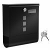 Buzón de pared con tapa y cerradura, ventanas de visualización, negro