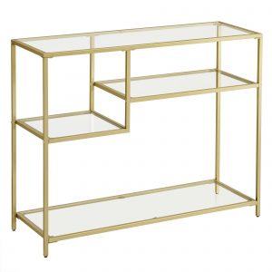Mesa consola moderna, cristal templado, 100x35x80 cm
