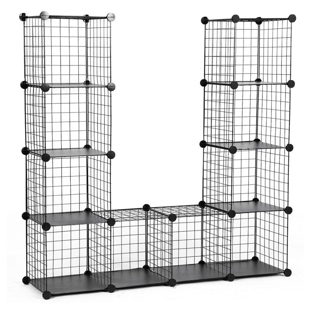 Estantería modular malla hierro 93x31x123 cm, 4 niveles, negro - Imagen 2