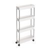 Carro de 4 estantes estrecho con ruedas, blanco