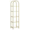 Estantería 5 niveles vidrio templado, diseño arqueado, dorado