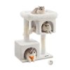 Árbol rascador para gatos con columnas de sisal, 2 viviendas, blanco crema