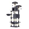 Árbol para gatos xxl de 206 cm, 13 postes, 2 plataformas, cuevas, hamaca, gris antracita