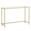 Mesa consola dorada con vidrio templado, patas ajustables