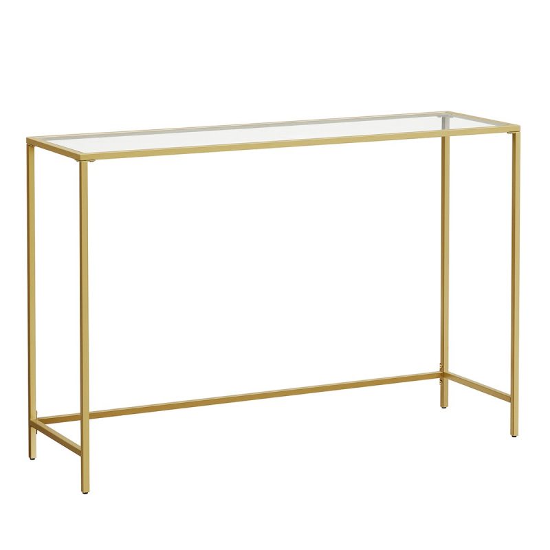 Mesa consola dorada con vidrio templado, patas ajustables