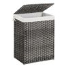 Cesto de ropa sucia tejido a mano 90l, ratán sintético, gris