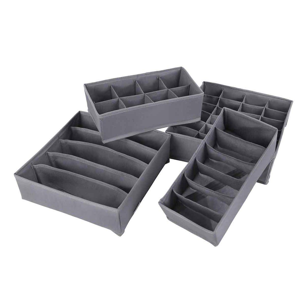 Set 4 organizadores cajones plegables, ropa interior, gris - Imagen 3