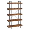 Estantería de 5 pisos marrón rústico con estructura de acero