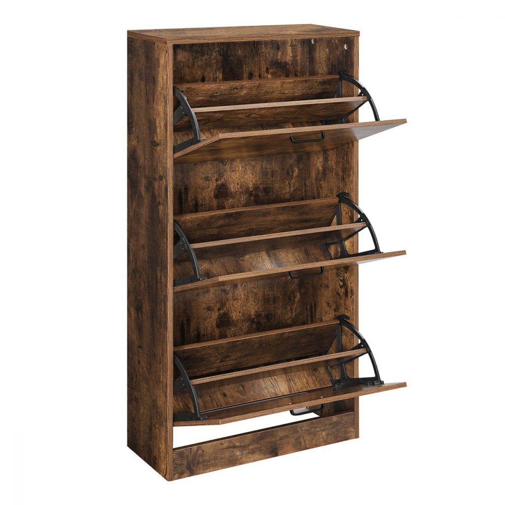 Zapatero de madera con 3 puertas abatibles, 60x24x120 cm - Imagen 4