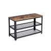 Banco zapatero con asiento y 3 niveles, estantería para zapatos, marrón vintage