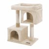Árbol rascador para gatos con columnas de sisal, 2 viviendas, beige