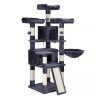 Árbol para gatos 168 cm gris ahumado, varios niveles, 2 viviendas