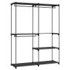 Armario ropa 3 secciones colgado y compartimentos, negro