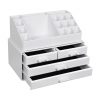 Organizador maquillaje acrílico blanco, 4 cajones, baño o dormitorio