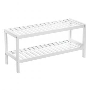 Organizador de zapatos de bambú, 2 pisos, blanco