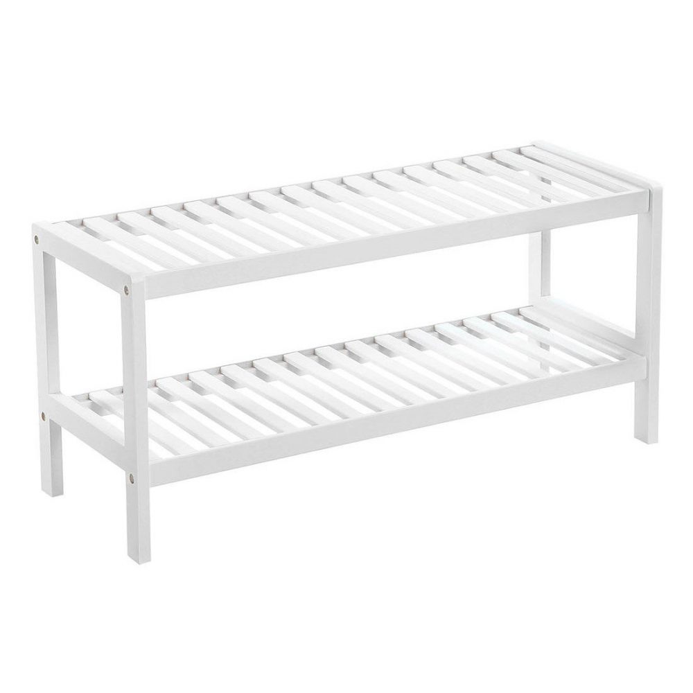 Organizador de zapatos de bambú, 2 pisos, blanco