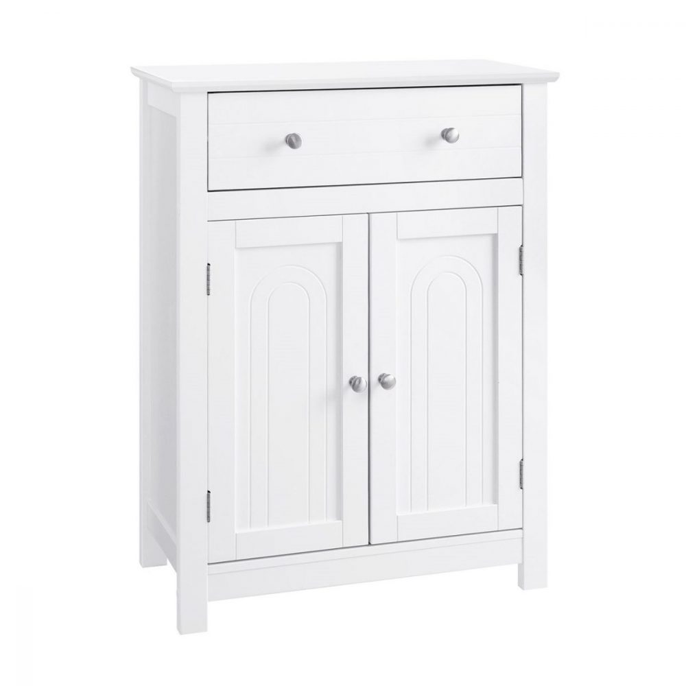 Armario de baño con cajón, balda ajustable, blanco - Imagen 9