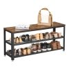 Banco zapatero con 2 estantes, estilo industrial, marrón rústico