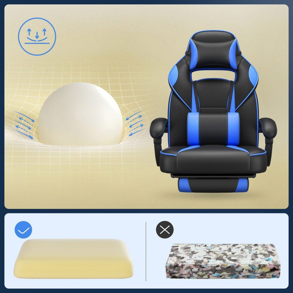 Silla oficina ergonómica, reposapiés extensible, azul cielo - Imagen 6