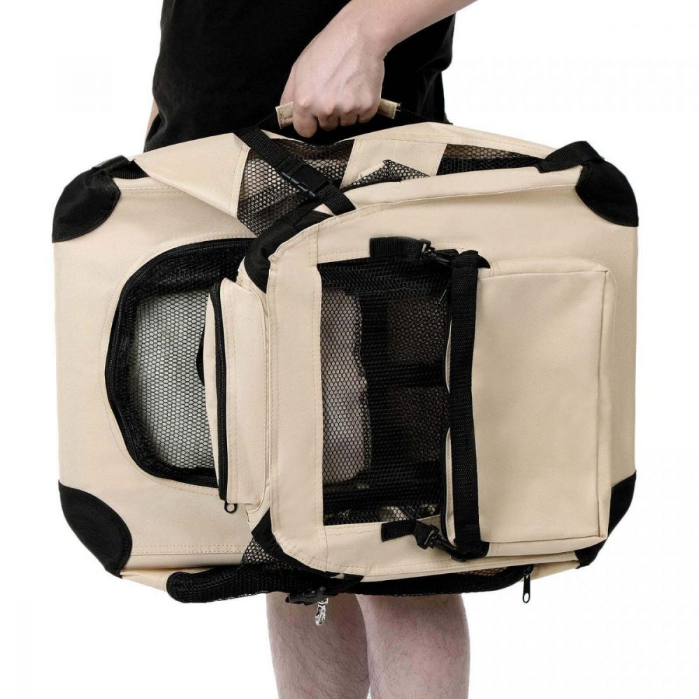 Transportín plegable para perros grandes, beige - Imagen 5