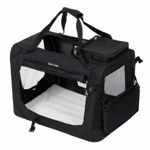 Transportín plegable para perros grandes, negro