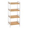 Estantería de bambú con 4 estantes, blanco natural