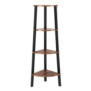 Estantería escalera rinconera de 4 niveles, librería vintage