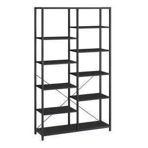 Estantería 5 niveles industrial, biblioteca pie, negro