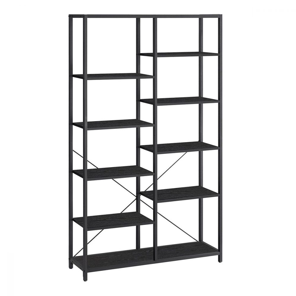 Estantería 5 niveles industrial, biblioteca pie, negro