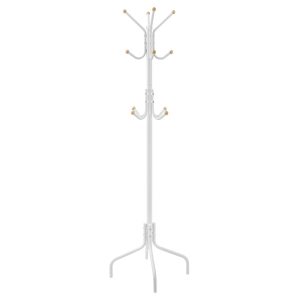 Perchero pie metálico con 12 ganchos, blanco