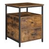 Mesita de noche con 2 cajones y estante abierto, marrón rústico