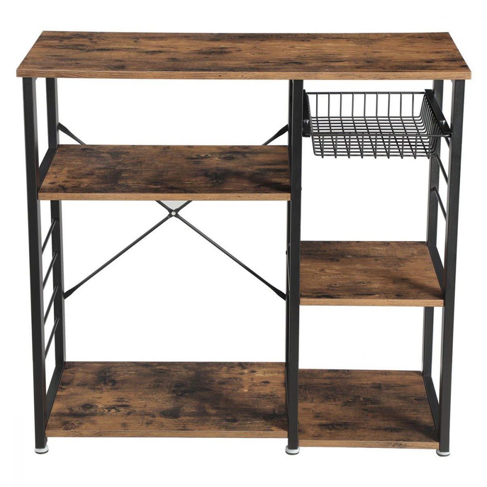 Estantería de cocina vintage metálica con rejilla de hierro, marrón rústico - Imagen 2