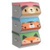 Set 3 cajas almacenaje infantil, tema animales, oso tigre zorro