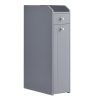 Armario de baño estrecho con portarrollos y cajones, gris