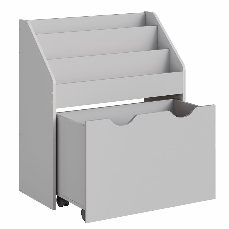 Estantería juguetes 3 compartimentos, librería infantil, gris paloma