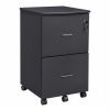 Archivador móvil con cerradura y 2 cajones, negro