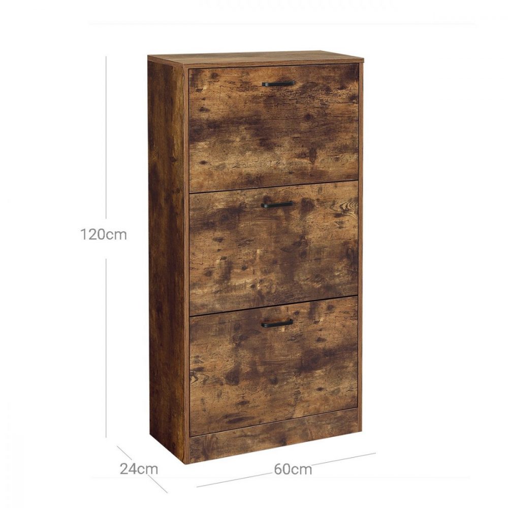 Zapatero de madera con 3 puertas abatibles, 60x24x120 cm - Imagen 2