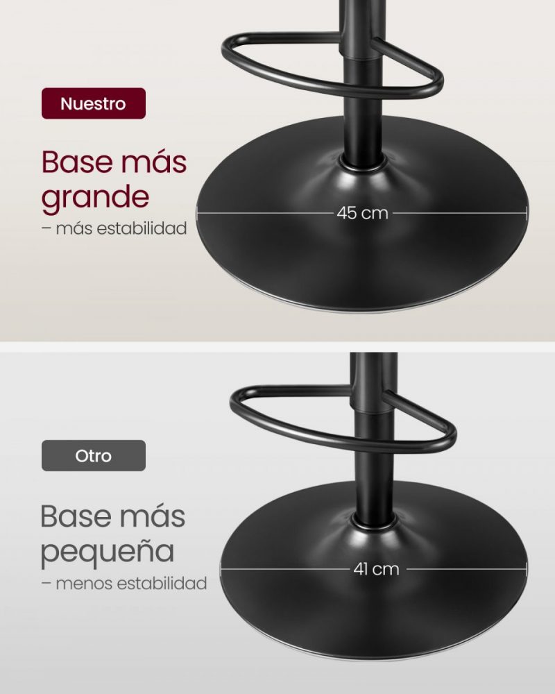 Juego 2 taburetes bar regulables, respaldo, gris - Imagen 6