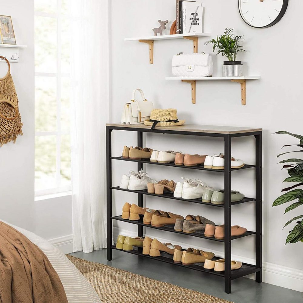 Zapatero industrial, 4 estantes malla, greige - Imagen 6